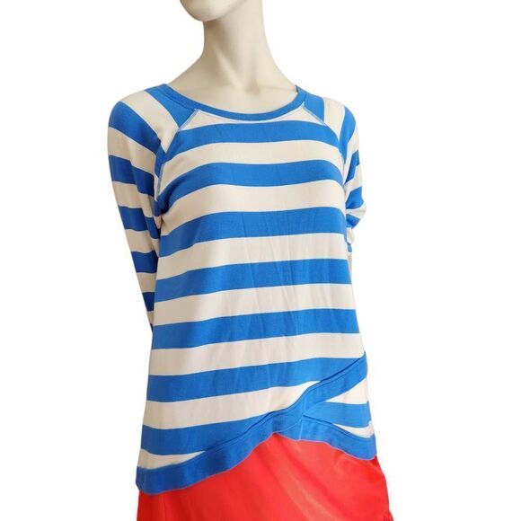 Tommy Hilfiger Sport Pullover Striped Top Womens XL Blue & White Long Sleeves - Picture 1 of 11
